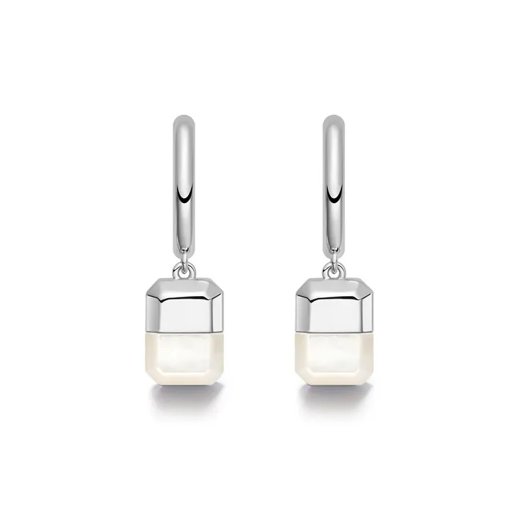 HEFANG Candy Series Copper Alloy Lucky Sugar Cube Hoop Earrings Women's-2