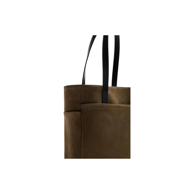 ZARA Suede Tote Bag, Shopping Bag, Shoulder Bag Men's Green-2