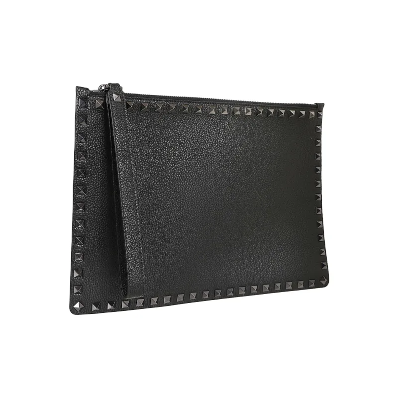 Valentino GARAVANI Calfskin Clutch Men's Black-2