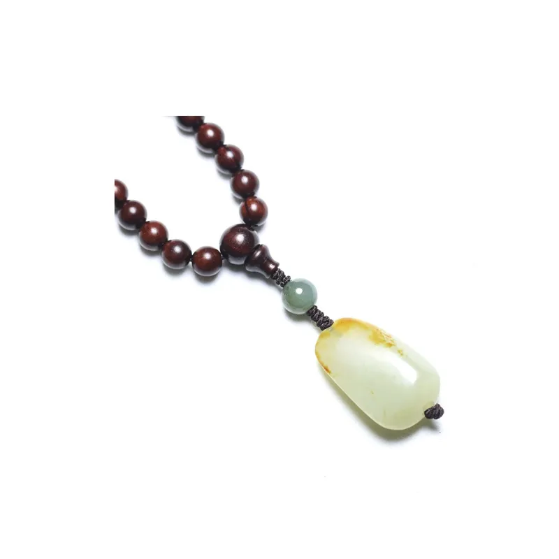 HANCANG Small Leaf Red Sandalwood Bead Chain Unisex-4
