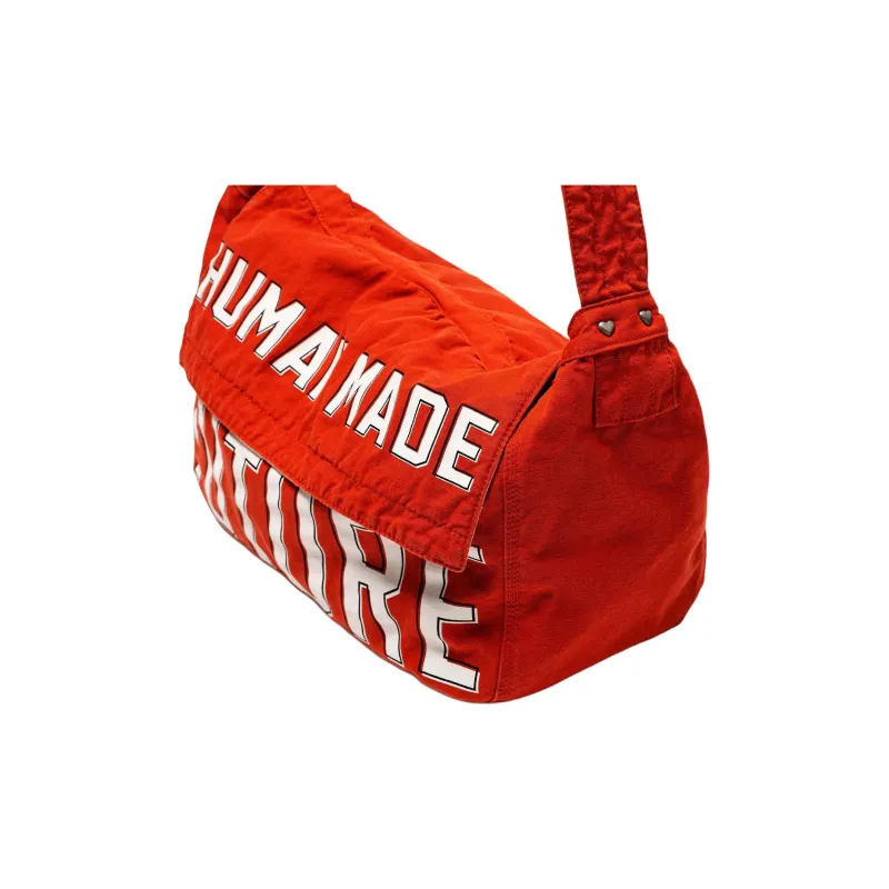 HUMAN MADE Cotton Messenger Bag, Crossbody Bag Small Size Unisex Red-4