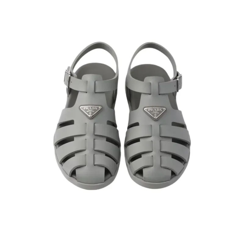 PRADA Rubber Roman Sandals Men's Gray-4