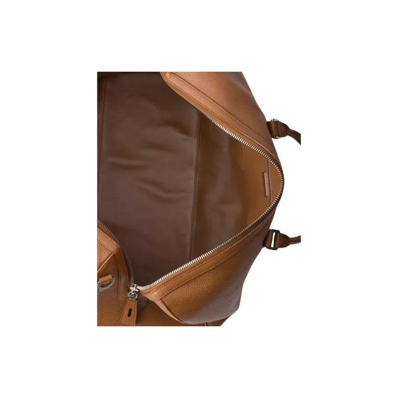PRADA Leather Travel Bag Unisex Brown-4
