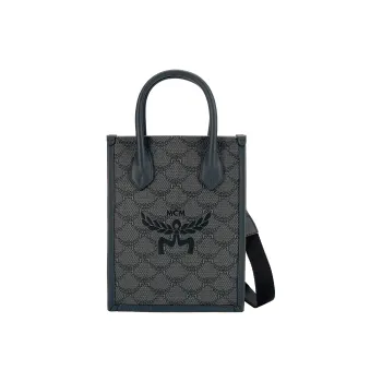 MCM Canvas Canvas Bag Tote Bag Shopping Bag Handbag Mini Women's Dark Gray