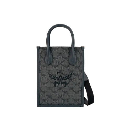 MCM Canvas Canvas Bag Tote Bag Shopping Bag Handbag Mini Women's Dark Gray