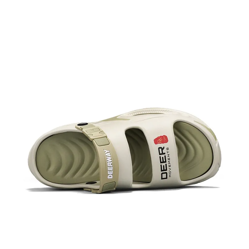 DEERWAY Slip Resistant Abrasion Resistant Cushioning Slide Slippers Men's Banxia Green-4
