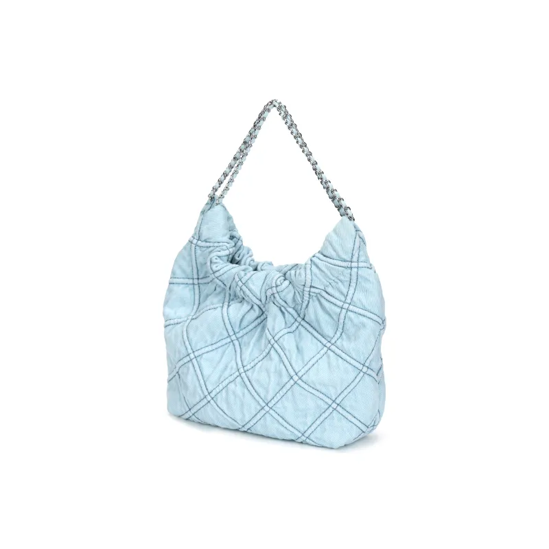TORY BURCH Fleming Denim Mini Hobo Bag Seltzer-1