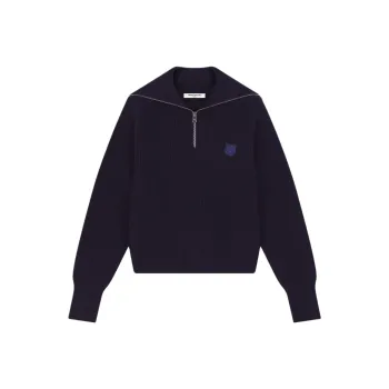 Maison Kitsune Bold Fox Head Zip Detailed Jumper