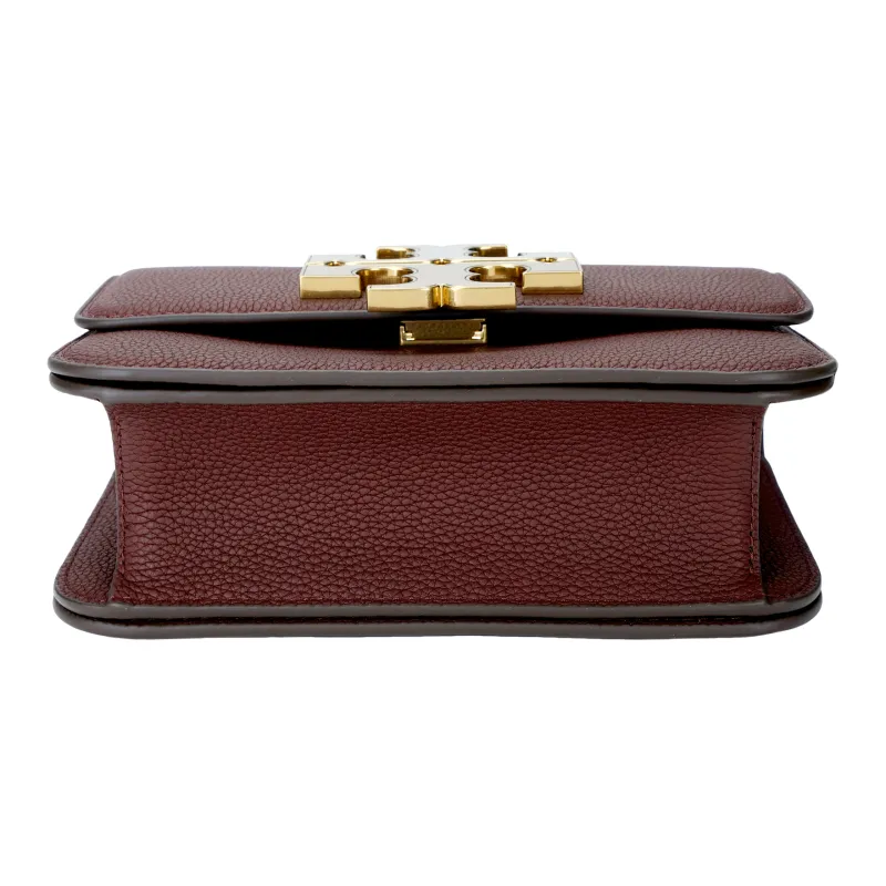 TORY BURCH Eleanor Litchi Grain Leather Crossbody Bag, Shoulder Bag Trumpets Women's Dark Color Cabernet Sauvignon-3