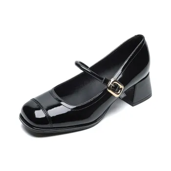 City Camel Chunky Heel High Heels Women's Black