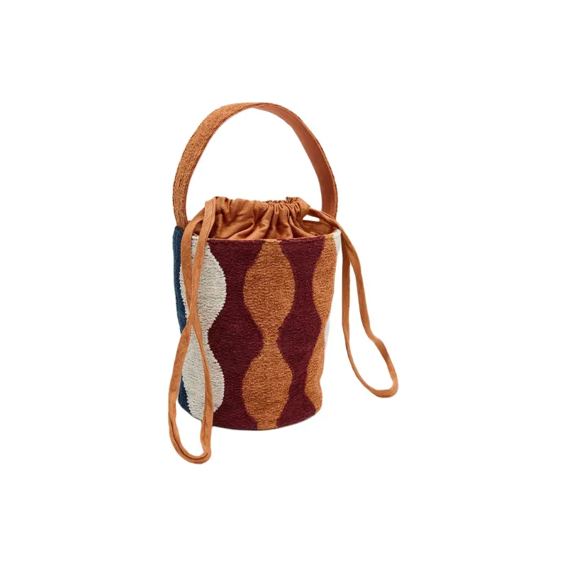 ZARA Cotton Bucket Bag, Crossbody Handbag Mini Women's Multicolor-1