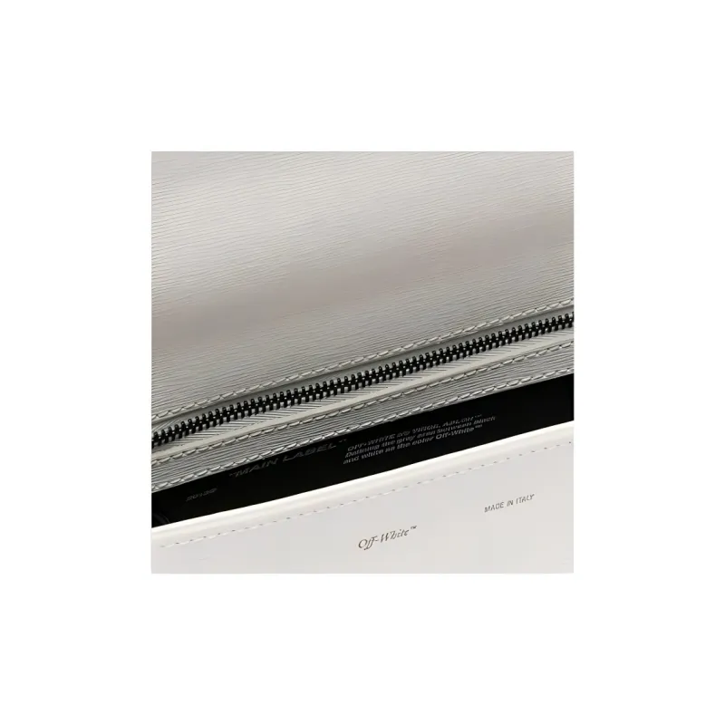 OFF WHITE Binder Clip Series Leather Shoulder Bag Medium Size Women's White-3