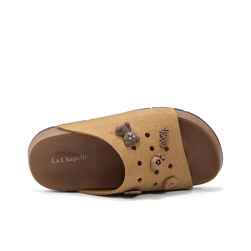 La Chapelle Quiet Quick Dry Slide Slippers Women's Light Brown-4