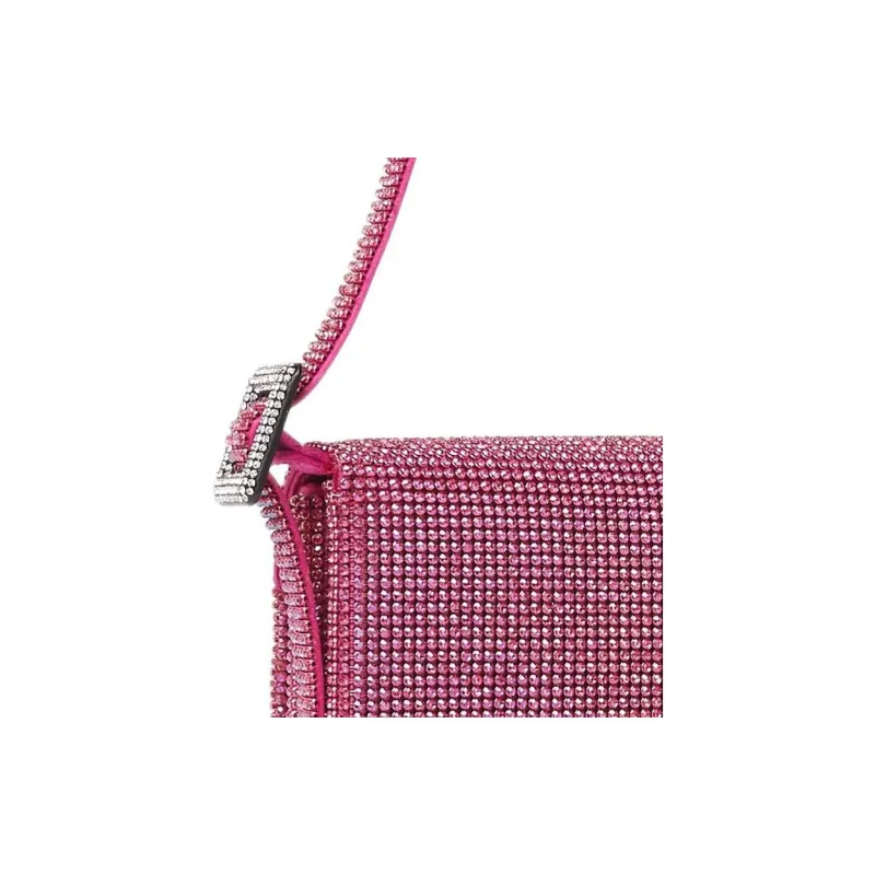 BENEDETTA BRUZZICHES Aluminum Mesh Inlay Crystal Rhinestone Handbag Shoulder Bag Small Size Women's Pink-2