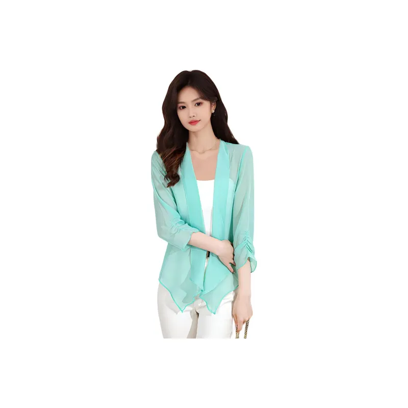 Wbwq Chiffon Shirts Women's Lake Green-0