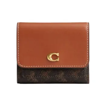 COACH Artificial Leather With Cow Leather Wallet Trumpets Unisex Black & Brown