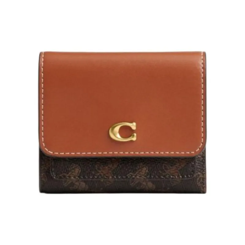 COACH Artificial Leather With Cow Leather Wallet Trumpets Unisex Black & Brown-0