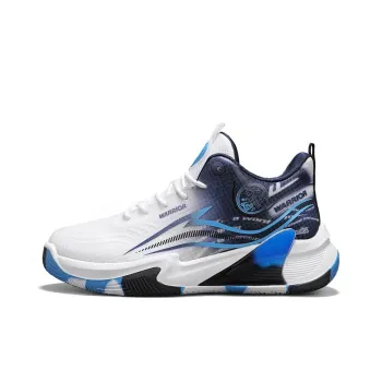 Warrior Coverage Height Increasing Lightweight Breathable Slip Resistant Low Top Basketball Shoes Men's White Dark Blue