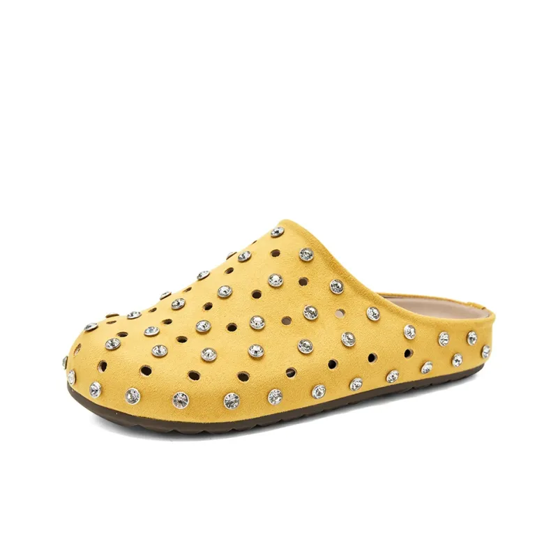 WESTLINK Cut Out Rhinestone Slip Resistant Closed Toe Slippers Women's-8