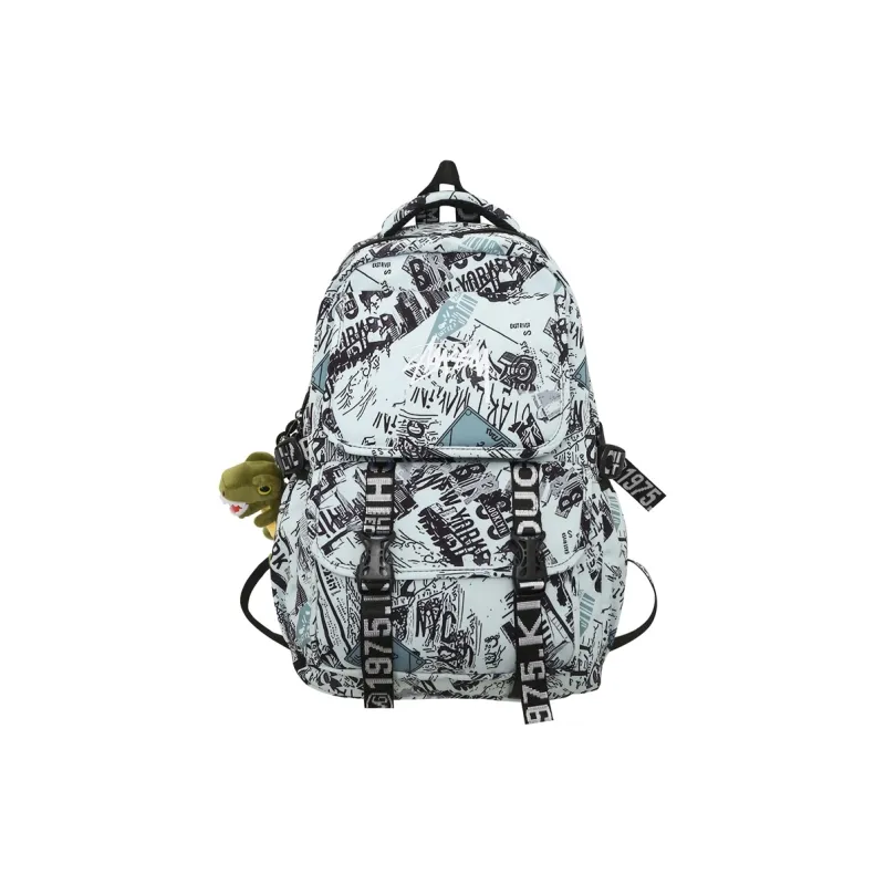 Three Ducklings Nylon Backpack Men's White/Black/Blue/Green-4