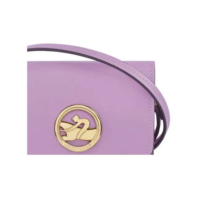 LONGCHAMP BOX-TROT Calfskin Shoulder Bag Crossbody Bag Wallets Small Size Women's Purple-4