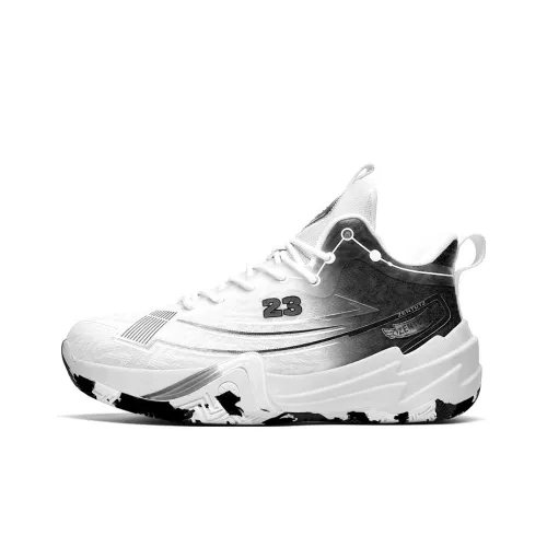 Black tailed Deer Anti Slip Wear Resistant High Top Basketball Shoes Unisex Black White