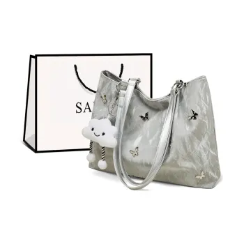 Safiya Synthetic Leather Tote Bag Shopping Bag Shoulder Bags Women's Black/White