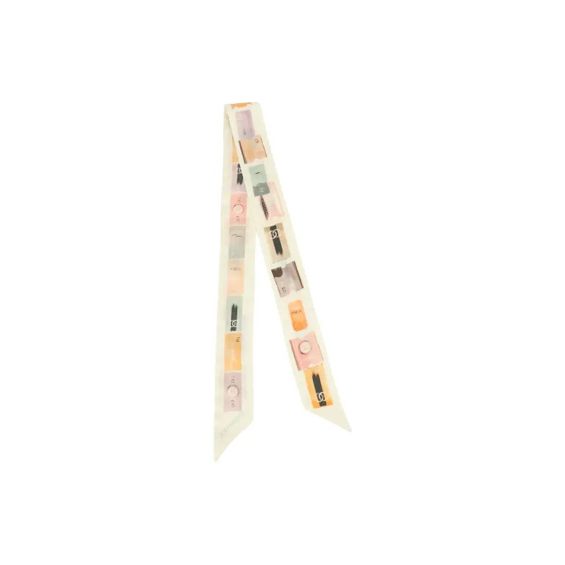 CHANEL Silk Scarves Unisex Light Umber & Multicolor-1