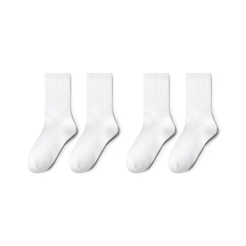 PLAN IN Mid Calf Socks Unisex Gift Box Set Combo Set White-0