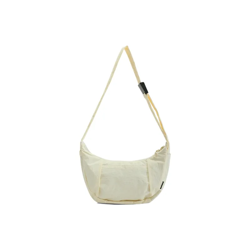 MYEDITION Fabric Shoulder Bag, Crossbody Bag, Dumpling Bag Small Size Unisex Ecru/Dark Gray/Gray Green-2