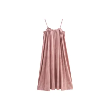 Same Language Nightgown Women's Leaf Taro Pink