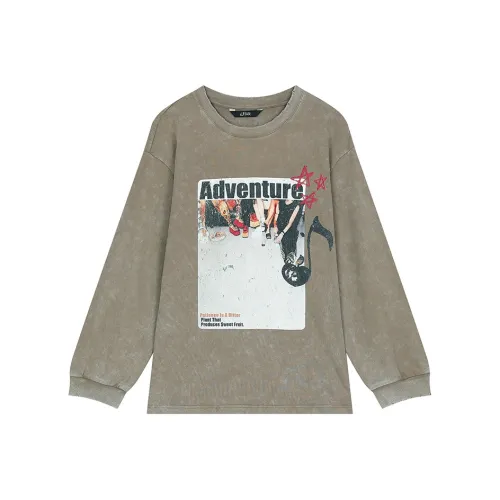 ELF SACK Vintage Distressed Print Long Sleeved T Shirt Women's