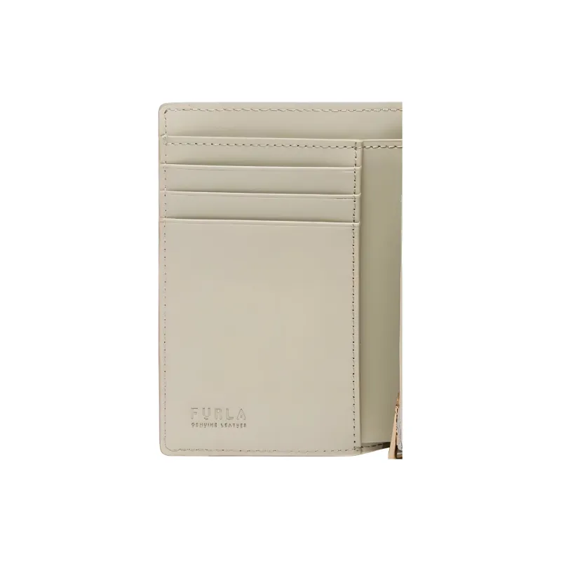 Furla Sofia Grainy Leather Card Holder Clutch Wallet Medium Size Women's Gray-4