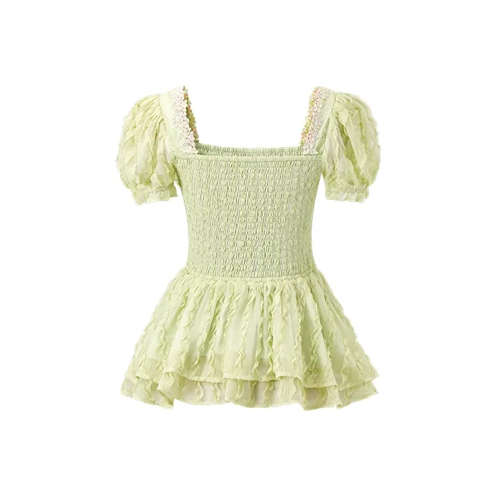ACAINES Chiffon Shirt Women's Apple Green-1