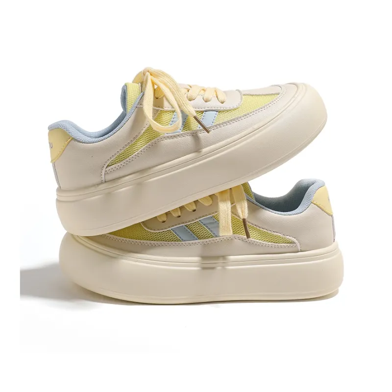 HUANQIU Coverage Abrasion Resistant Low Top Skateboard Shoes Women's Brownish Yellow-3