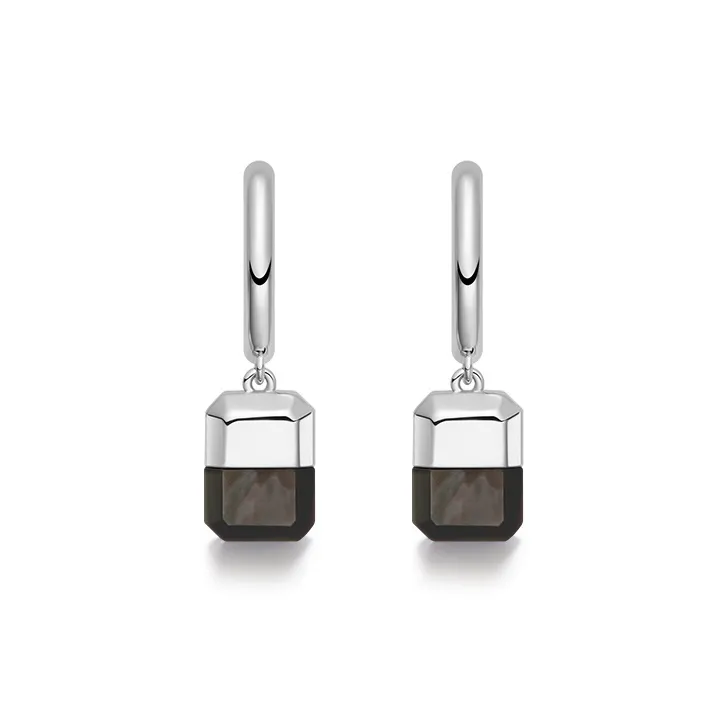 HEFANG Candy Series Copper Alloy Lucky Sugar Cube Hoop Earrings Women's-4