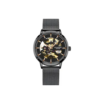 GUANQIN Automatic Mechanical Movement Net Bag Strap Watch Men's Watches Black Dial