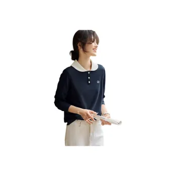 XWI T Shirt Women's Navy Blue & Ecru