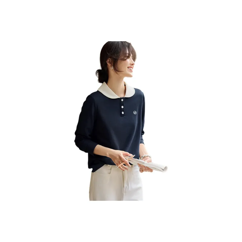 XWI T Shirt Women's Navy Blue & Ecru-0