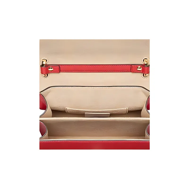 FENDI Kan I Cow Leather Handbag Small Size Women's Red-4