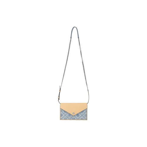 TORY BURCH T Monogram Cotton Shoulder Bag, Crossbody Bag, Wallet Mini Women's Blue & Khaki