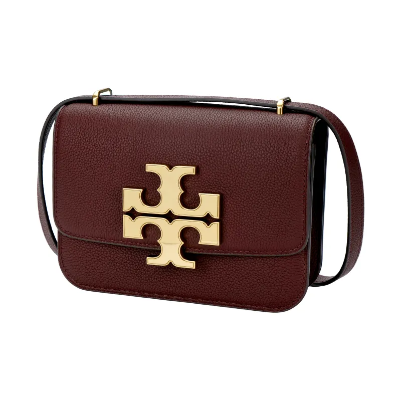 TORY BURCH Eleanor Litchi Grain Leather Crossbody Bag, Shoulder Bag Trumpets Women's Dark Color Cabernet Sauvignon-1