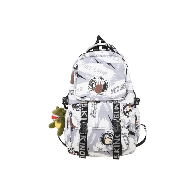 Three Ducklings Nylon Backpack Men's White/Black/Blue/Green-11