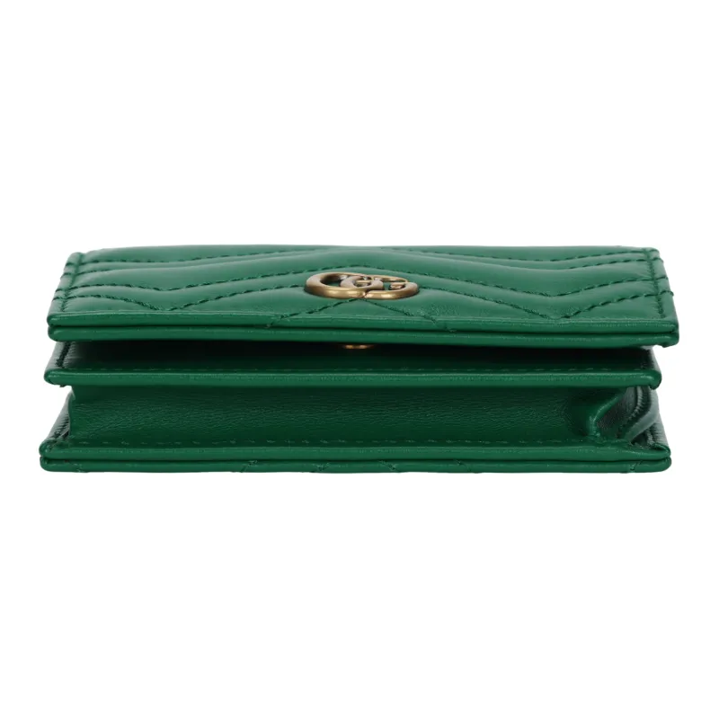 GUCCI Marmont Cow Leather Card Holder Wallet Women's Green-3
