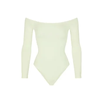 SKIMS ESSENTIAL OFF THE SHOULDER BODYSUIT Jumpsuit Women's PISTACHIO/Happy Fruit