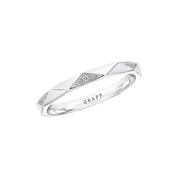 Graff White Zircon 18K White Gold Rings Unisex Silver