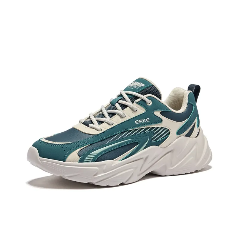Erke Running Shoes Men Low Top Pine Green, Copper Cyan-1