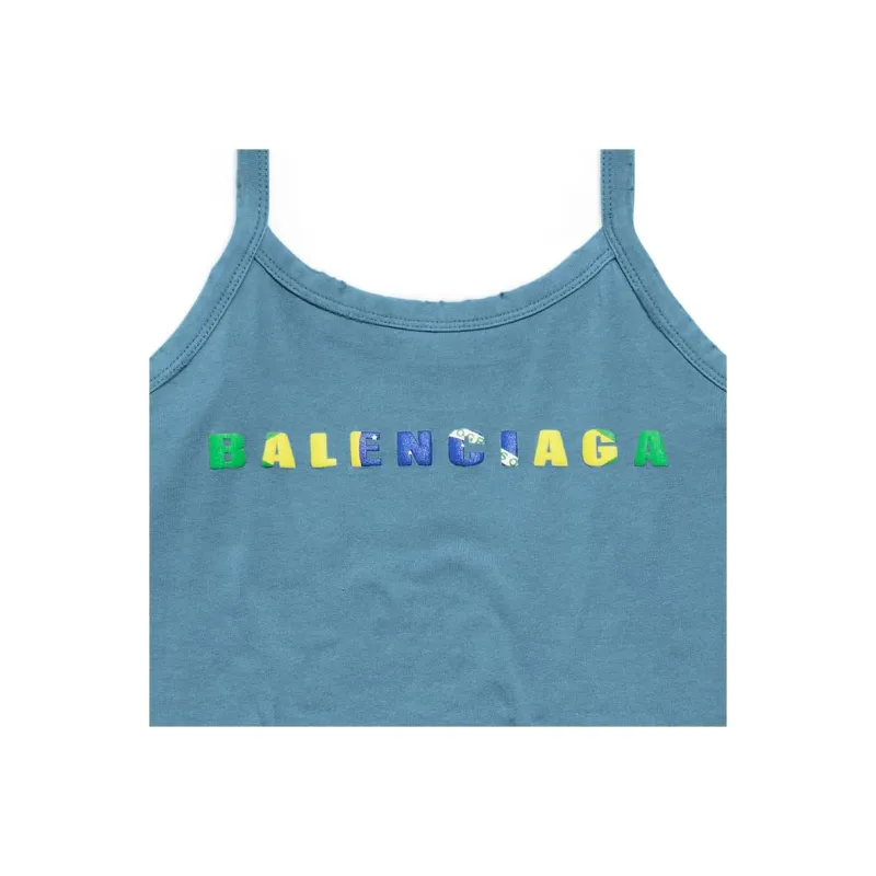 Balenciaga Tank Top Slim Fit Women's Blue-2