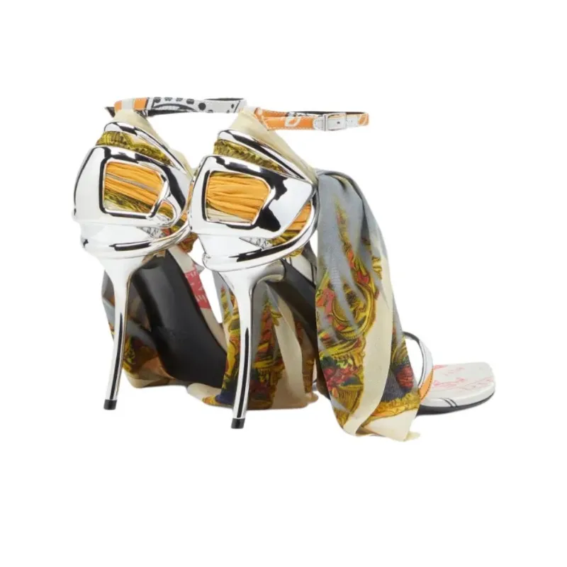 DIESEL D Ten&Half High Heels 10.5cm Women's Silver-5
