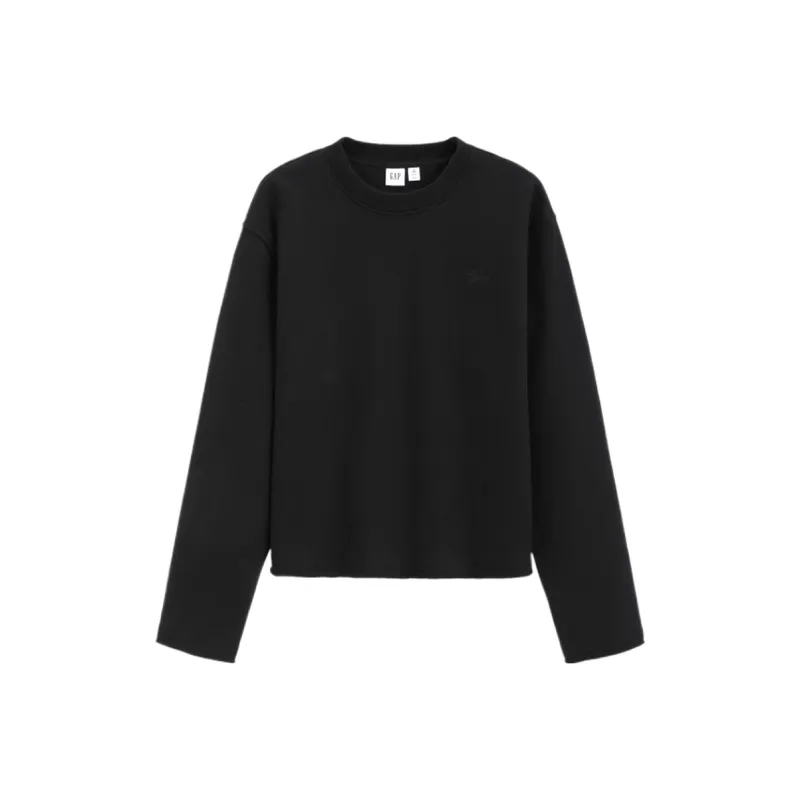 GAP Embroidered Logo Heavyweight Fleece Lined Crew Neck Versatile Sweatshirt Women's-0